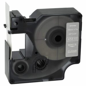 Fita de Etiquetas vhbw Substitui Dymo D1 45810 - 19 mm Branco sobre Transparente