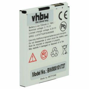 Bateria vhbw para telemóvel ZTE / Vodafone / BenQ 600 mAh 3.7 V Li-Ion