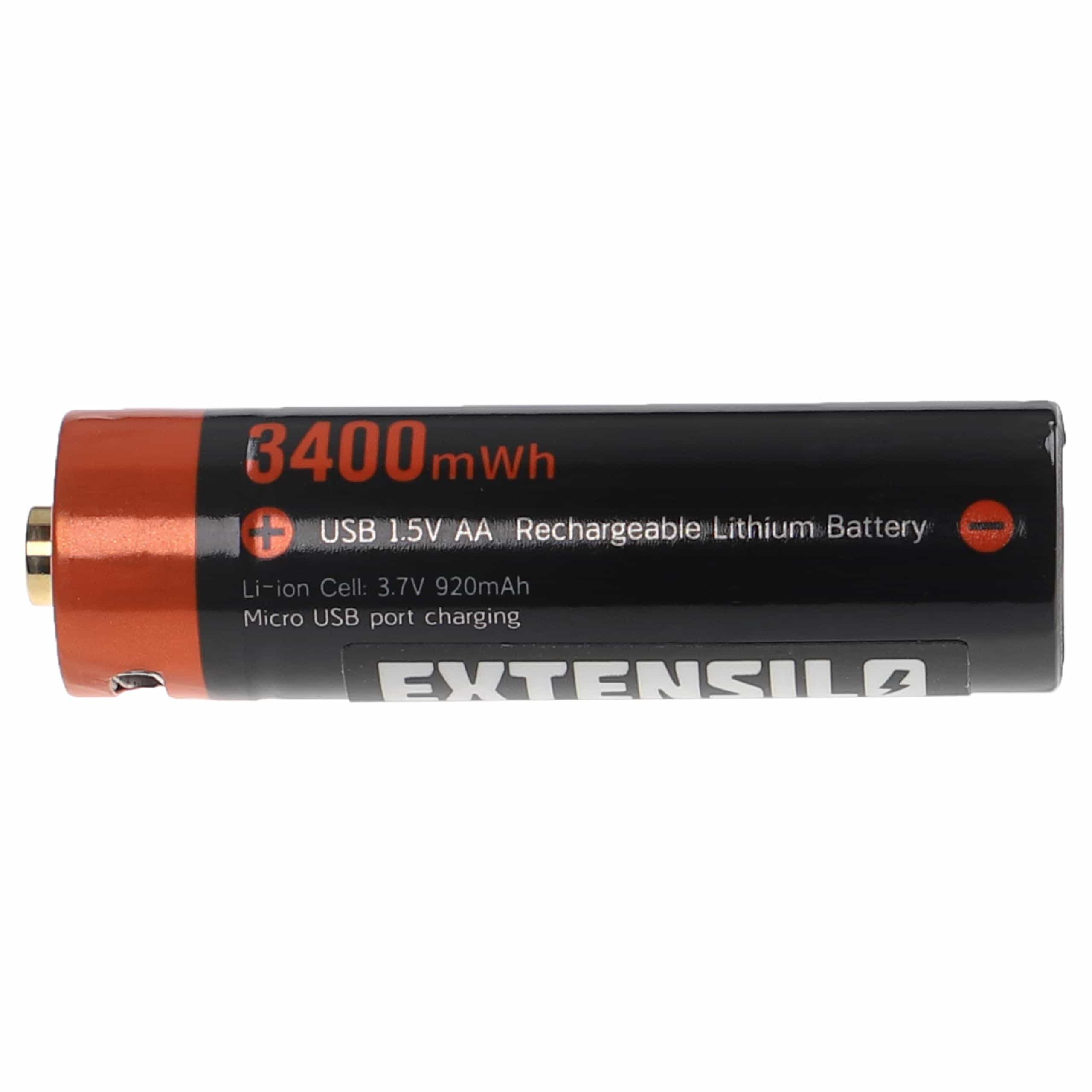 Baterias Recarregáveis EXTENSILO AAA Micro 920 mAh 1,5 V Li-Ion com Micro-USB - 2 unidades - Image 2