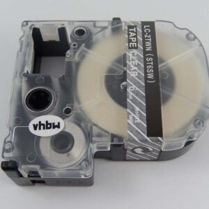Fita de Etiquetas vhbw Substitui Epson LC-2TWN - 6 mm Branco sobre Transparente