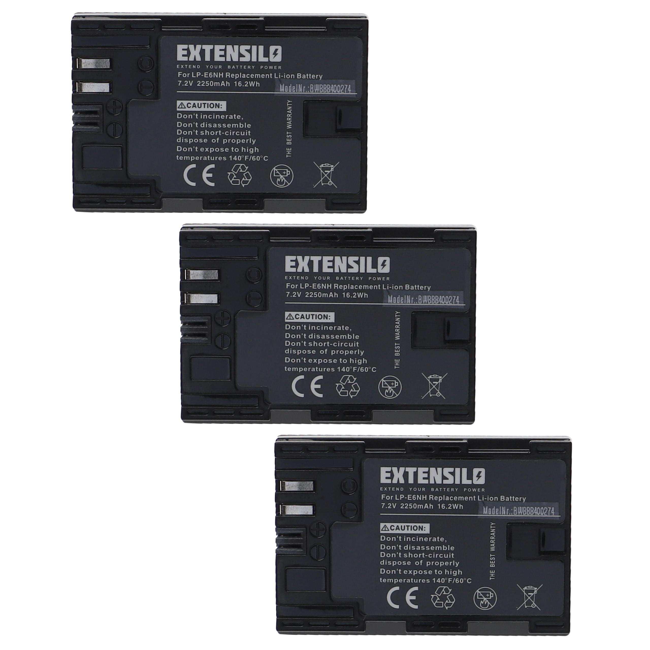 3x Baterias EXTENSILO para Canon LP-E6, LP-E6NH - 2250mAh, 7.2V - Image 3