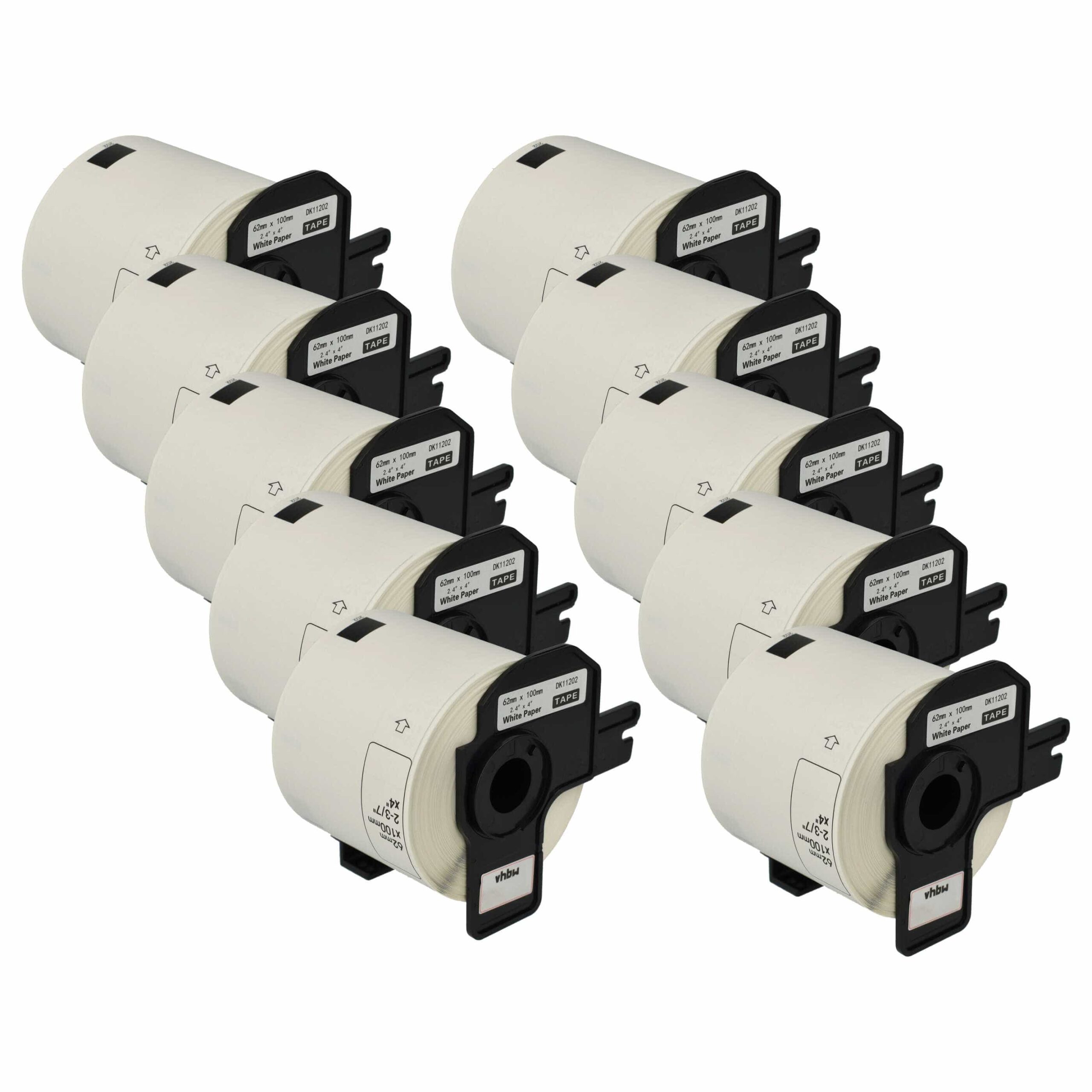10x Rolos de Etiquetas Compatíveis com Brother DK-11202 - 62 mm x 100 mm + Suporte vhbw