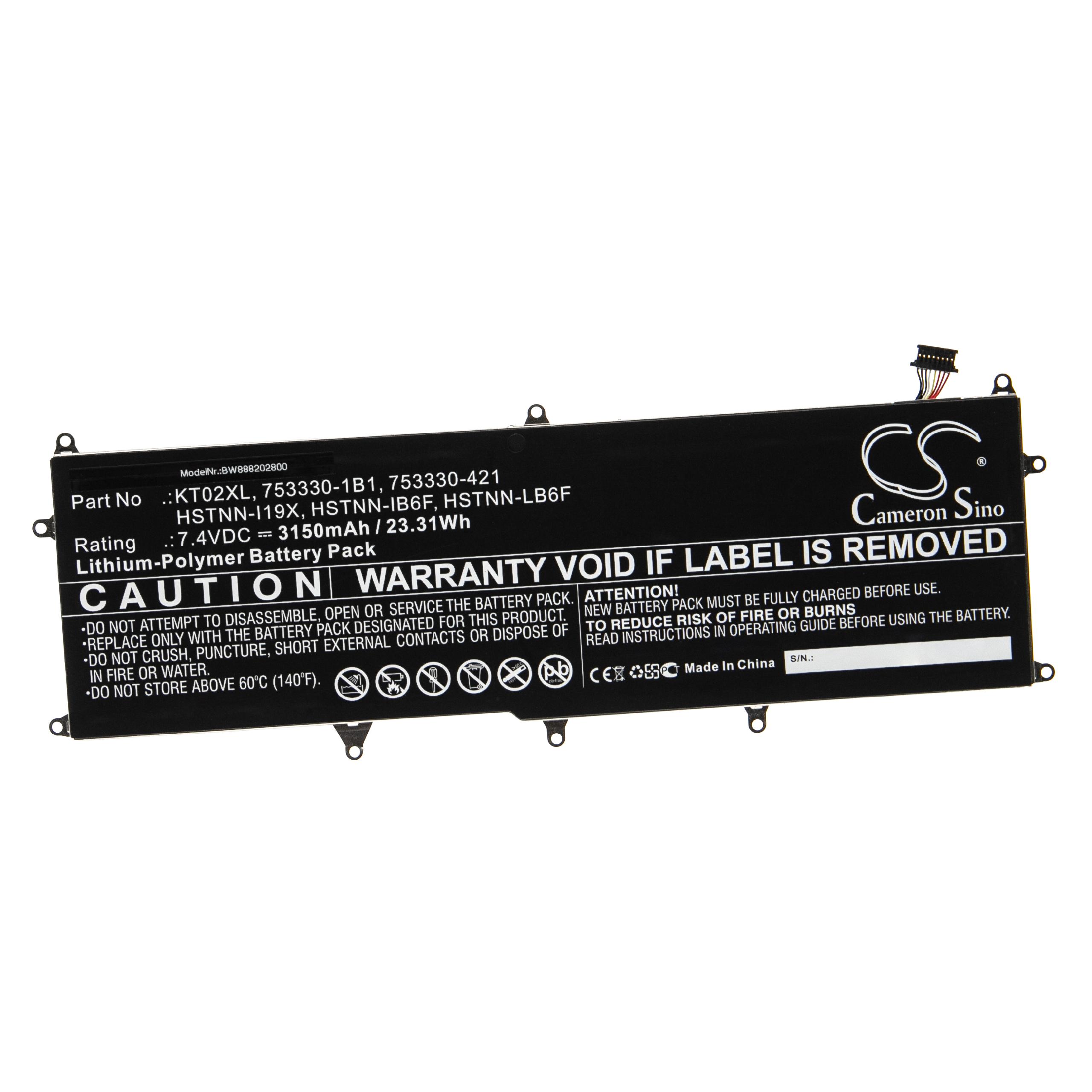 Bateria para Teclado Sem Fios vhbw 3150 mAh 7.4 V Li-polymer (substitui HP 753330-1B1)