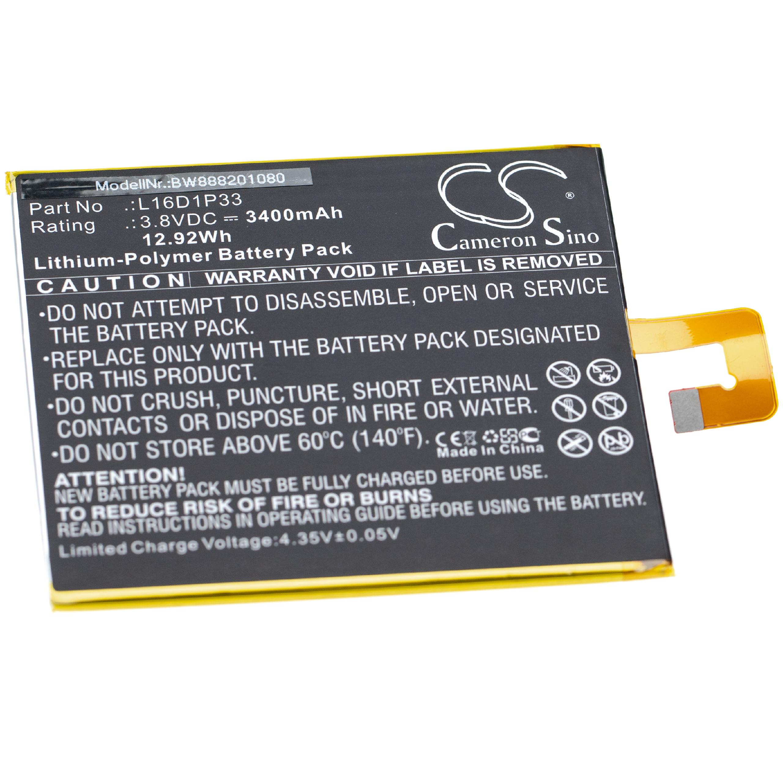 Bateria de Tablet vhbw para Lenovo L16D1P33 (3400 mAh, 3.8 V)