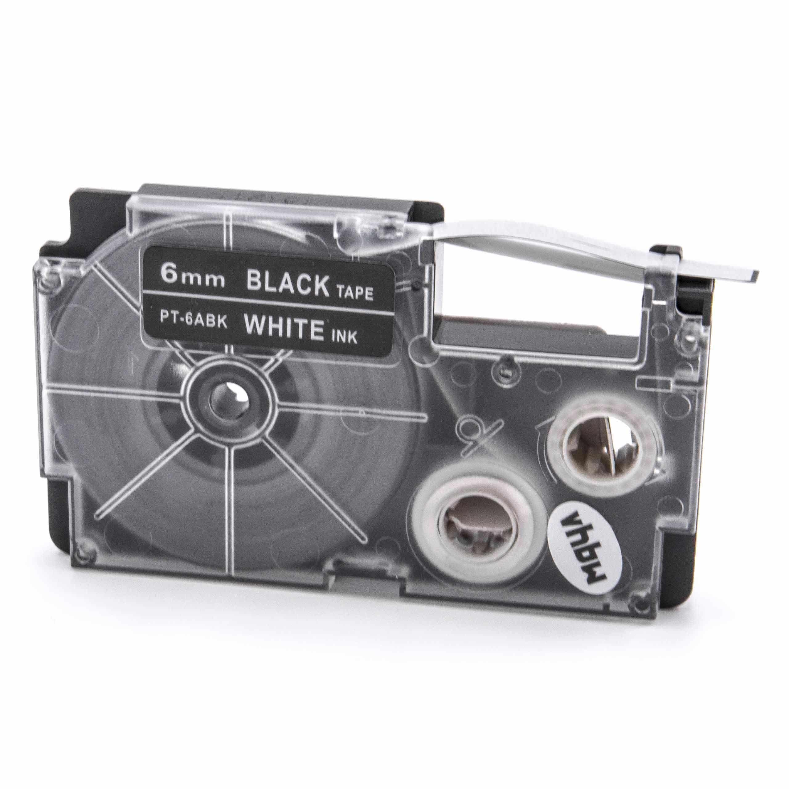 Fita para Etiquetadora vhbw substitui Casio XR-6ABK, XR-6ABK1 - 6 mm Branco sobre Preto