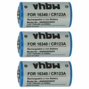 3x Baterias vhbw CR123A / 16340 Li-Ion 700 mAh 3.6 V para Gigaset, Sommer