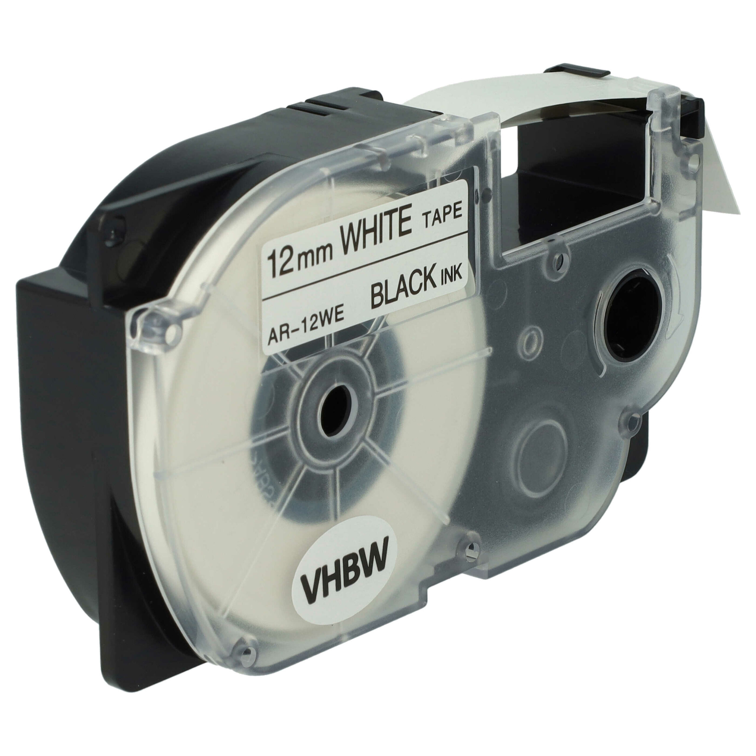 2x Fita de Etiquetas vhbw para Casio XR-12WE, XR-12WE1 - 12 mm Preto sobre Branco - Image 3