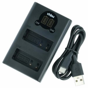 Carregador de Baterias USB-C vhbw para Leica e Panasonic Lumix com Cabo