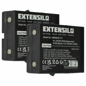 2x Bateria EXTENSILO para Danfoss 2303691, BT06 Controlo Remoto - 750 mAh