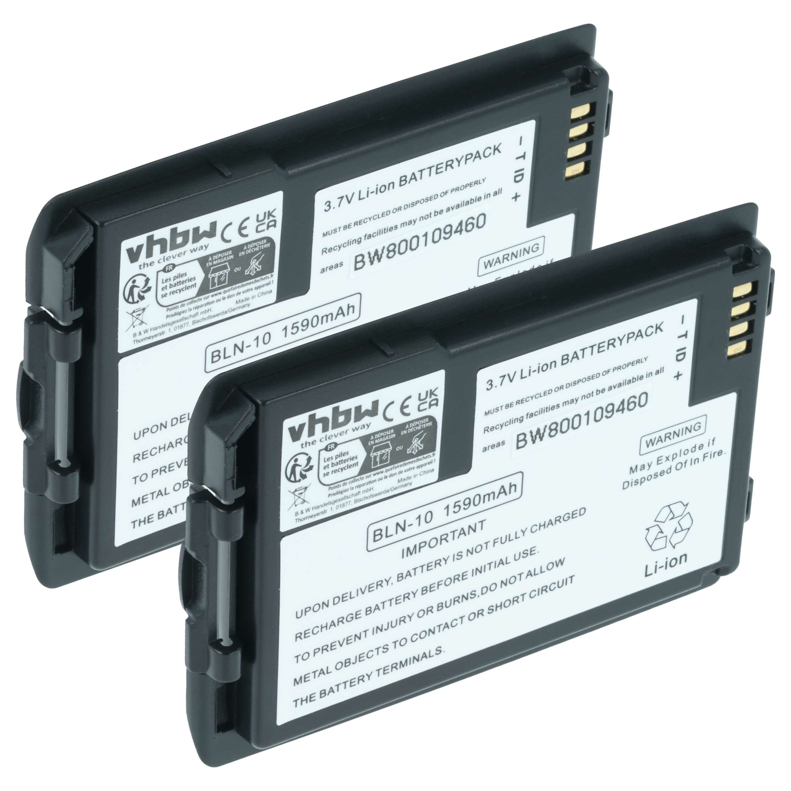 Bateria vhbw Rádio substituição para EADS HT9980AA, BLN-10 1590 mAh 3.7 V Li-Ion (2x)