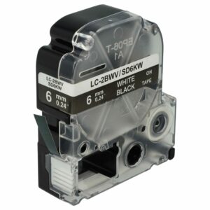 Fita de Etiquetas vhbw Substitui Epson LC-2BWV - 6 mm Preto e Branco
