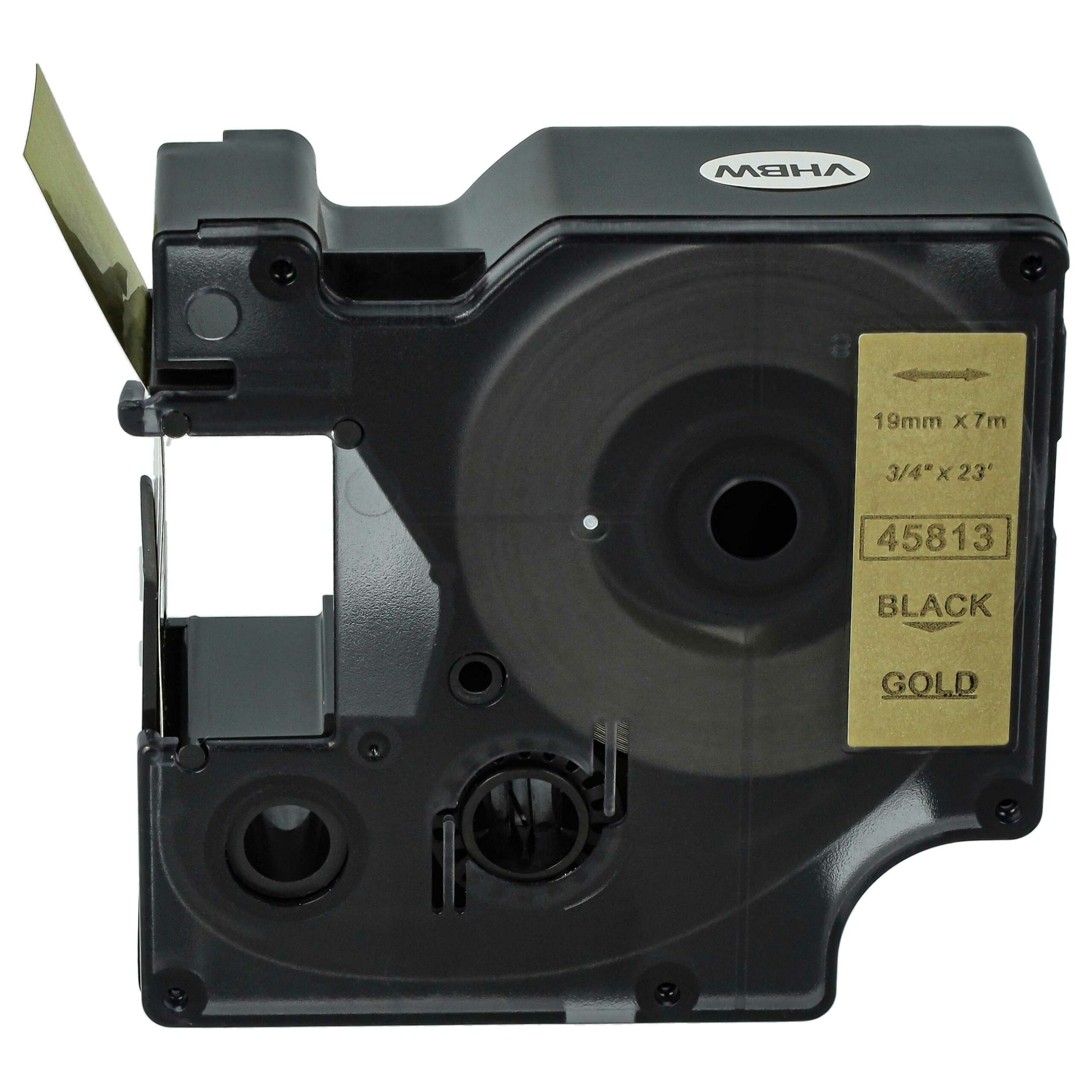Fita de Etiquetas vhbw compatível com Dymo D1 45813, 19 mm, Preto sobre Dourado - Image 3