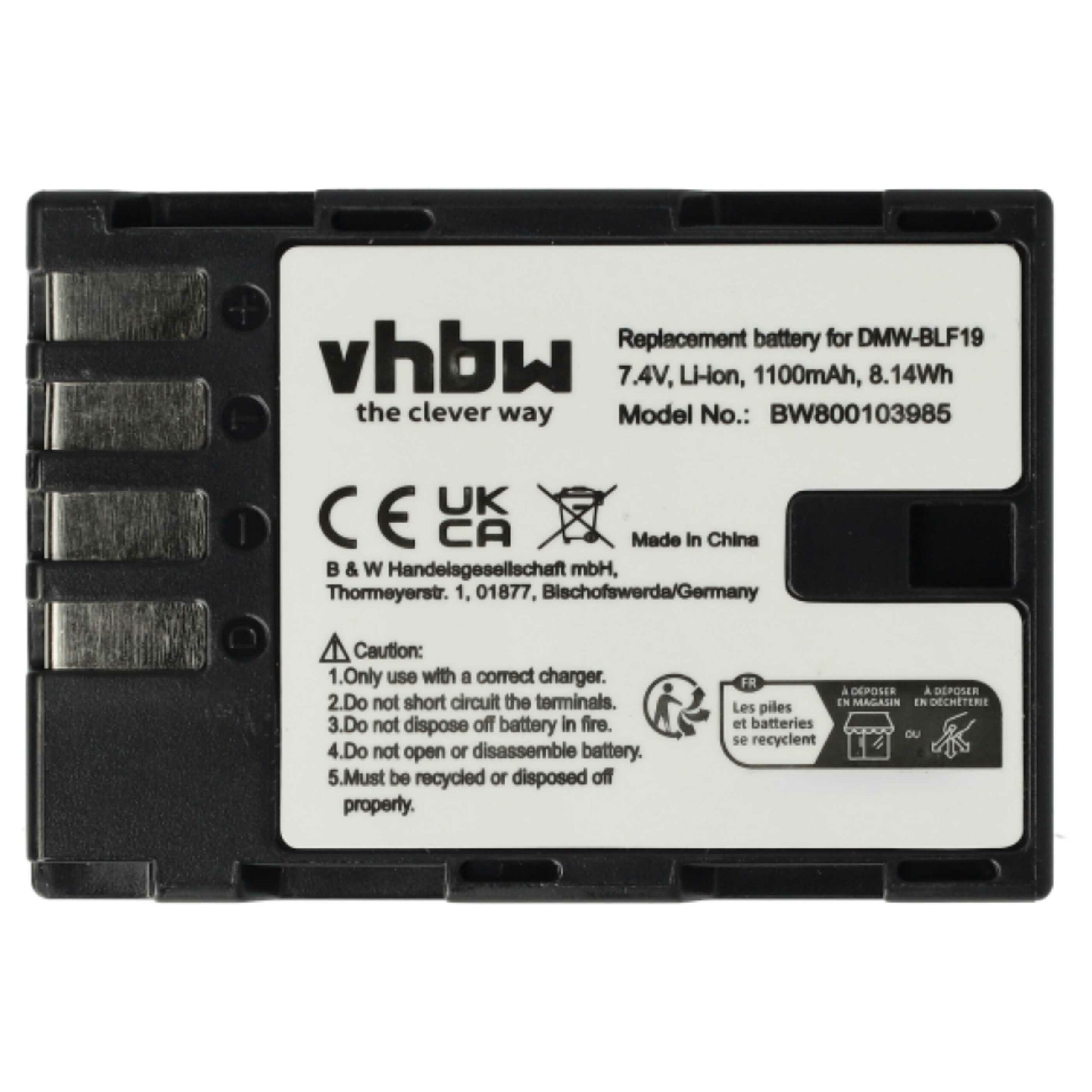 3x Bateria vhbw para Panasonic DMW-BLF19E / DMW-BLF19 - 1100mAh, 7.2V - Image 3