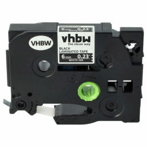 Fita para Etiquetadora vhbw Substitui Brother TZE-315 - 6 mm Branco sobre Preto