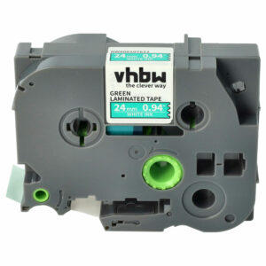 Fita de Etiquetas vhbw compatível com Brother TZE-755, TZ-755 - 24 mm Branco sobre Verde