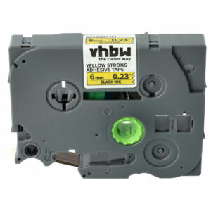 Fita de Etiquetas vhbw Substitui Brother TZE-S611 - 6 mm Preto sobre Amarelo, Extra Forte