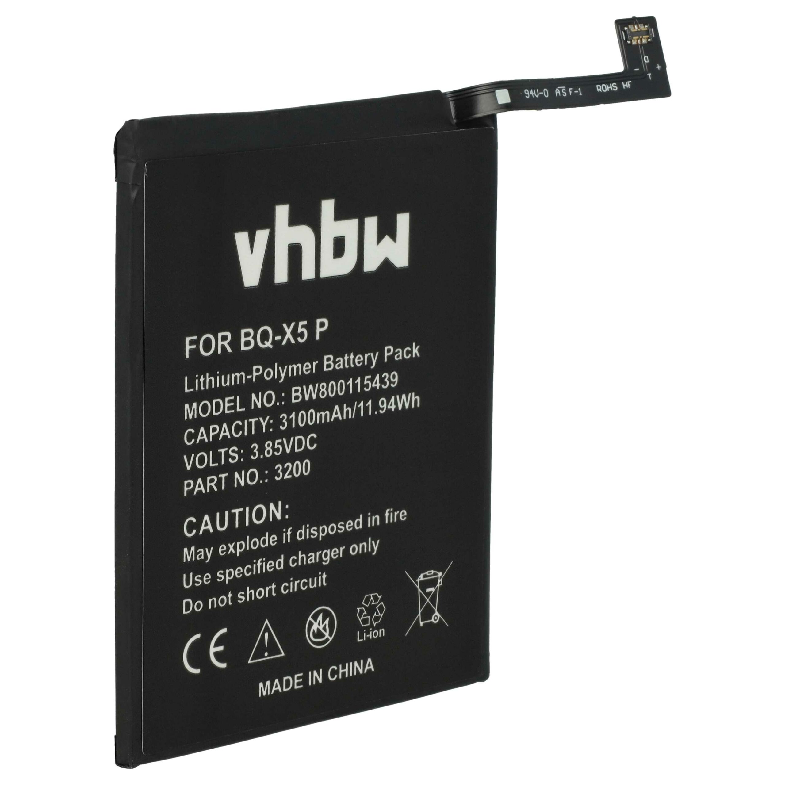 Bateria vhbw para Telemóvel BQ 3200 - 3100 mAh 3.85 V Li-Polimerador