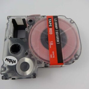 Fita para Impressora de Etiqueta vhbw substituinte de Epson LC-5RWP - 18 mm, Branco sobre Vermelho