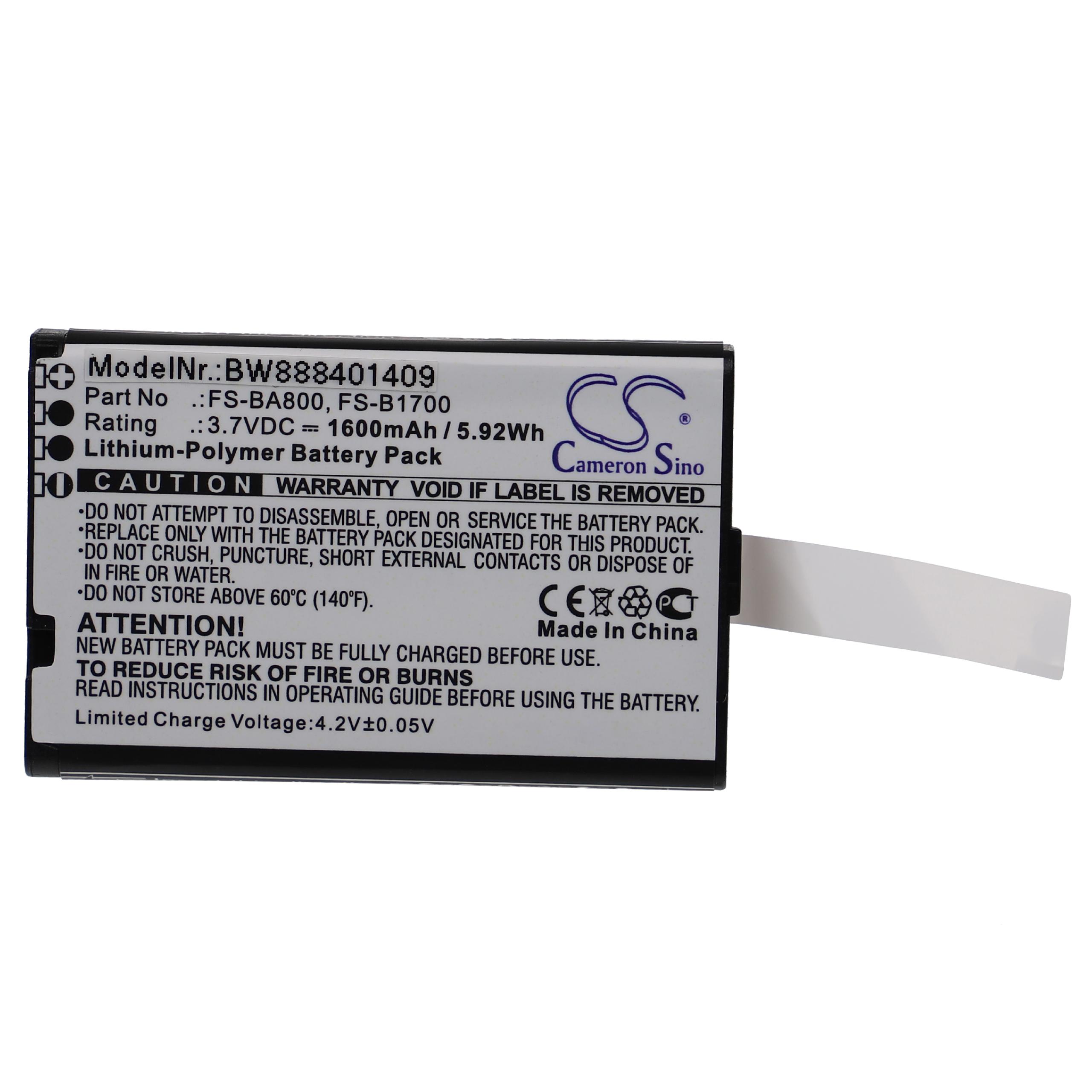 Bateria vhbw para comando Flysky FS-GT2B, FS-GT3C, FS-i10 - 1600 mAh 3.7 V Li-Polymer