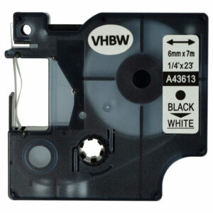 Fita para Etiqueta vhbw substitui Dymo D1, 43613 - 6 mm Preto sobre Branco