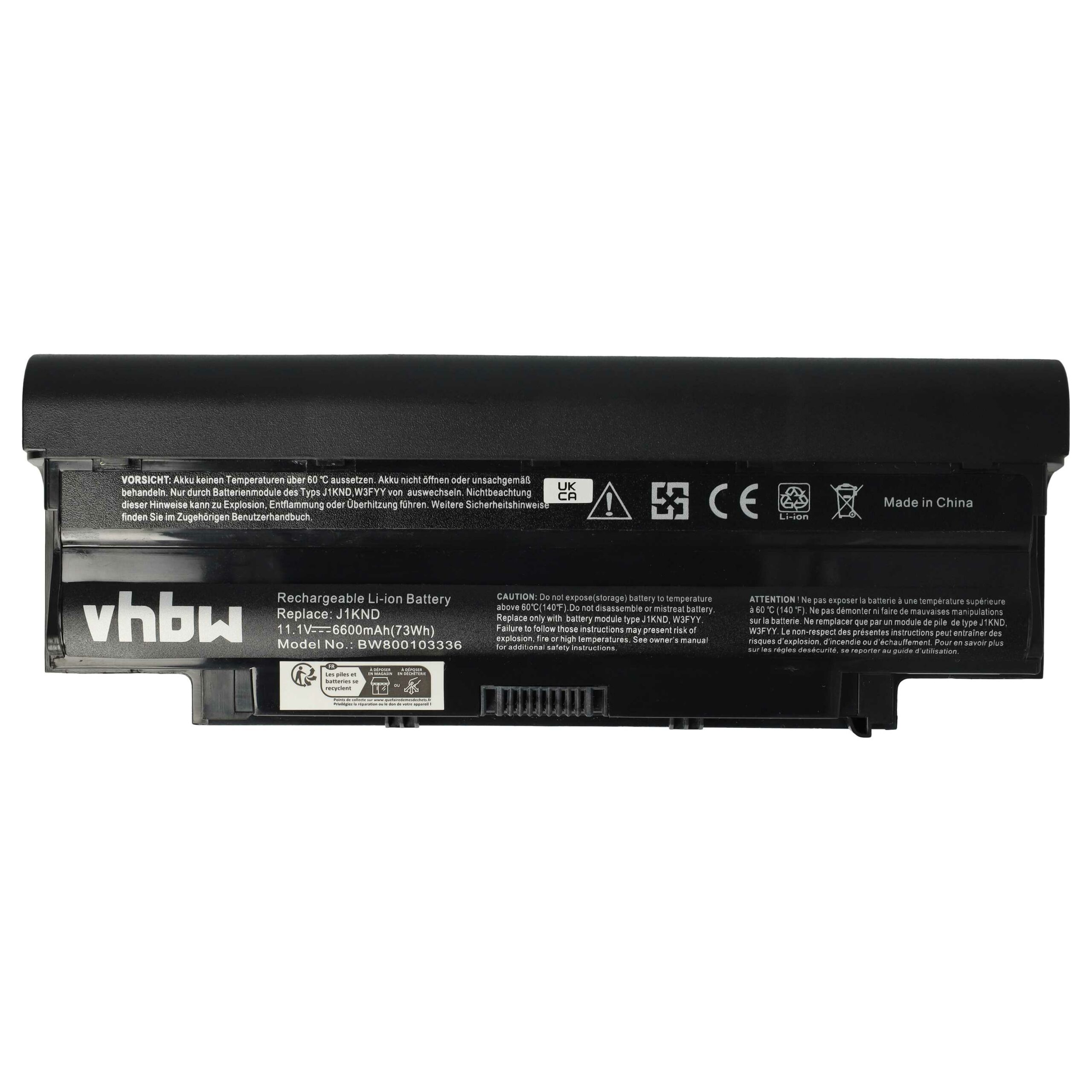 Bateria para Portátil vhbw compatível com Dell Inspiron 13R, 14R, 15R, N5010, N5110 6600 mAh 11.1 V - Image 3