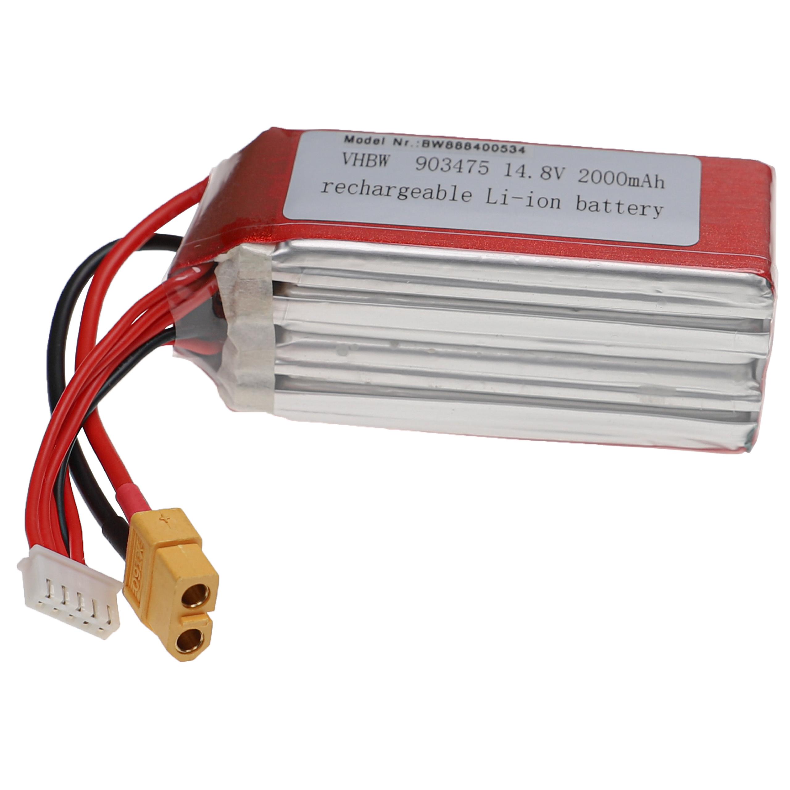 Bateria vhbw para Modelismo 2000 mAh 14.8 V Li-polymer com Conector XT60 - Image 3
