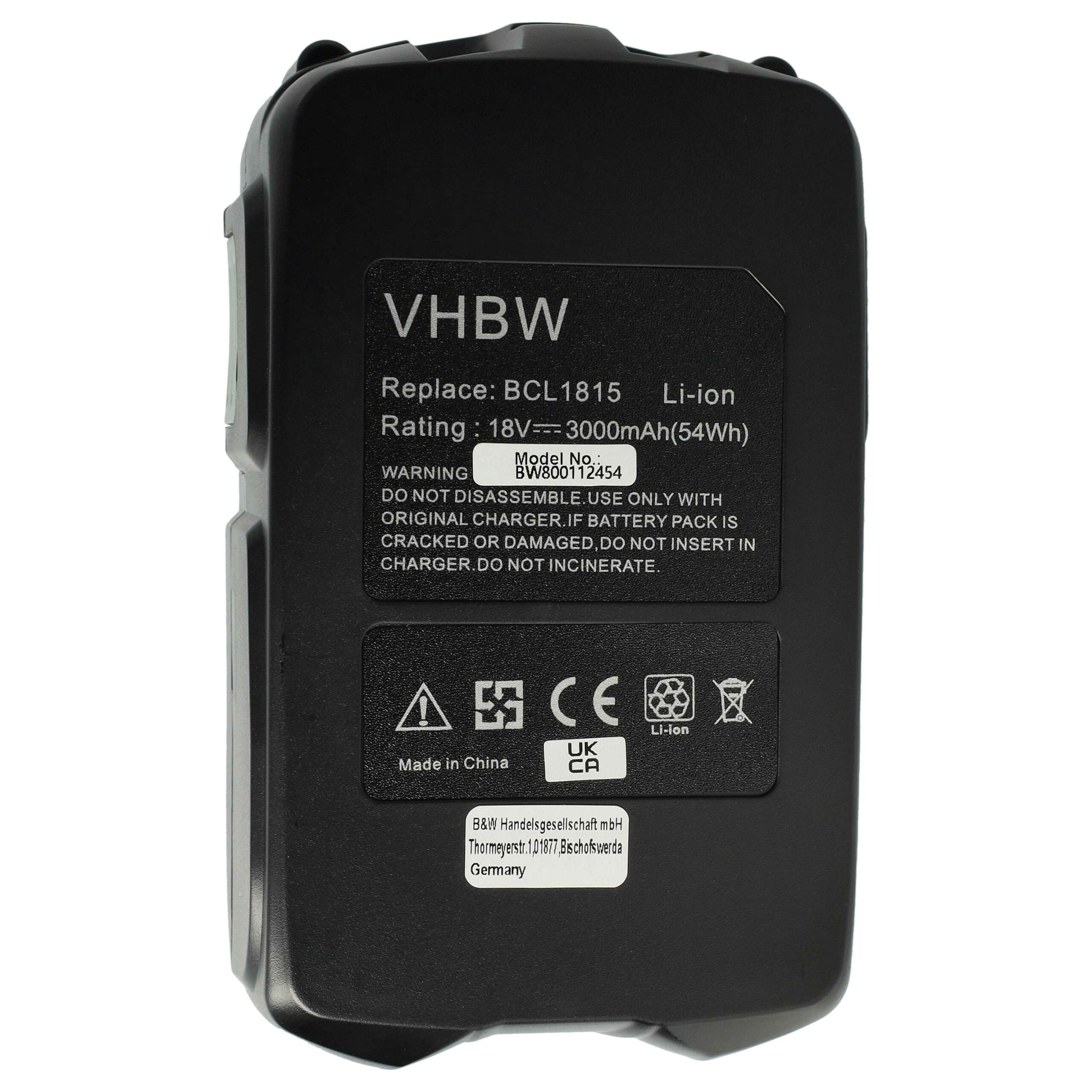 Bateria vhbw para Hitachi BCL 1815, C 18DL, DS 18DL (3000 mAh, 18 V, Li-Ion) - Image 3