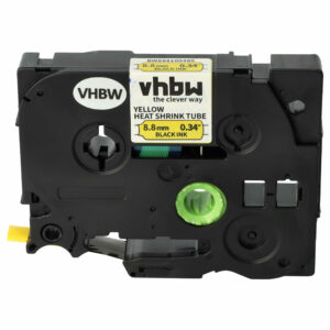 Fita termo retrátil vhbw substitui Brother HSe-621, HSe621 8.8 mm Preto sobre Amarelo