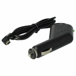 Cabo Carregador Isqueiro Auto vhbw Mini-USB 1.0A 12V 100cm Preto com Ficha 90° para GPS