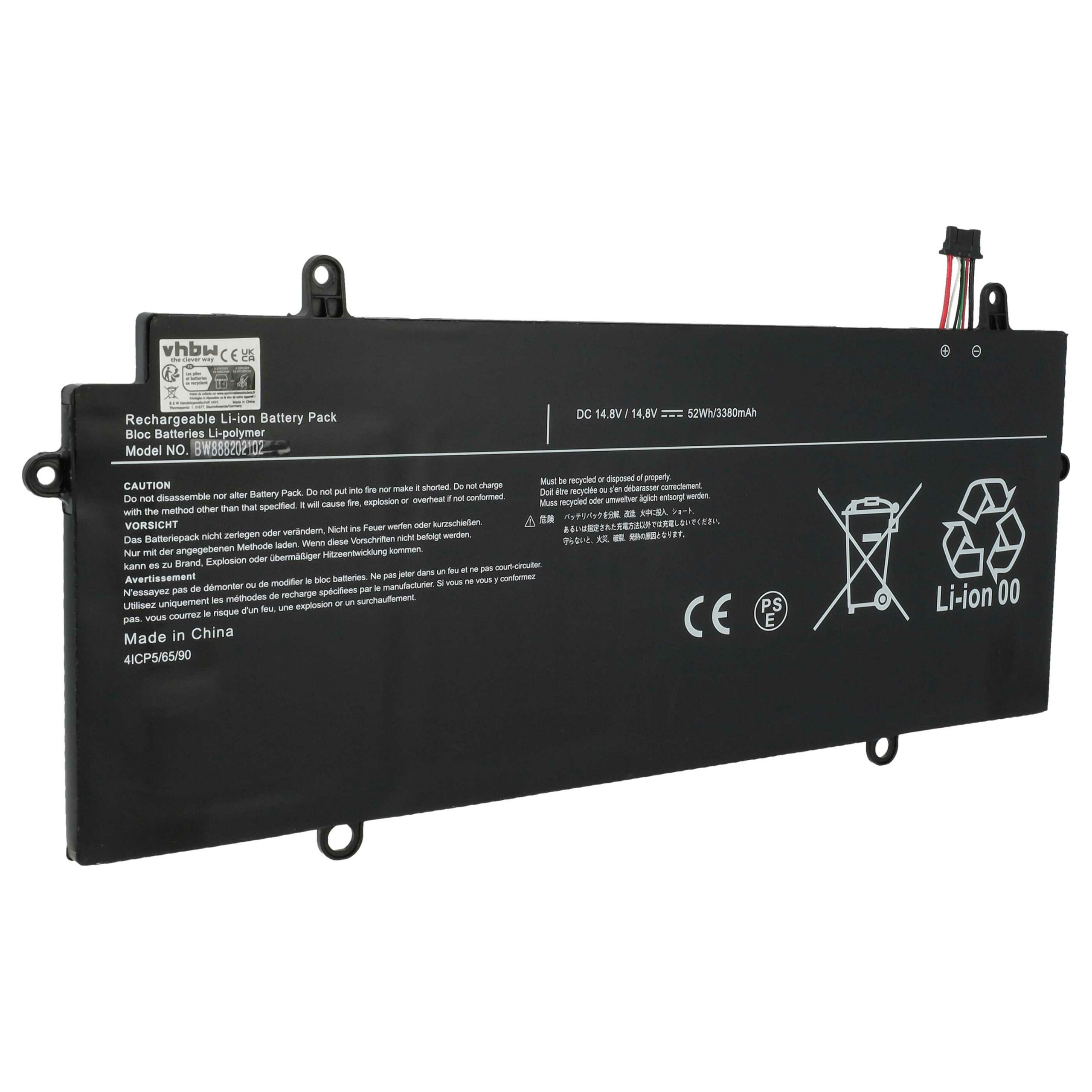 Bateria para Portátil vhbw substituinte de Toshiba PA5136U-1BRS - 3350 mAh 14.8 V Li-polímero