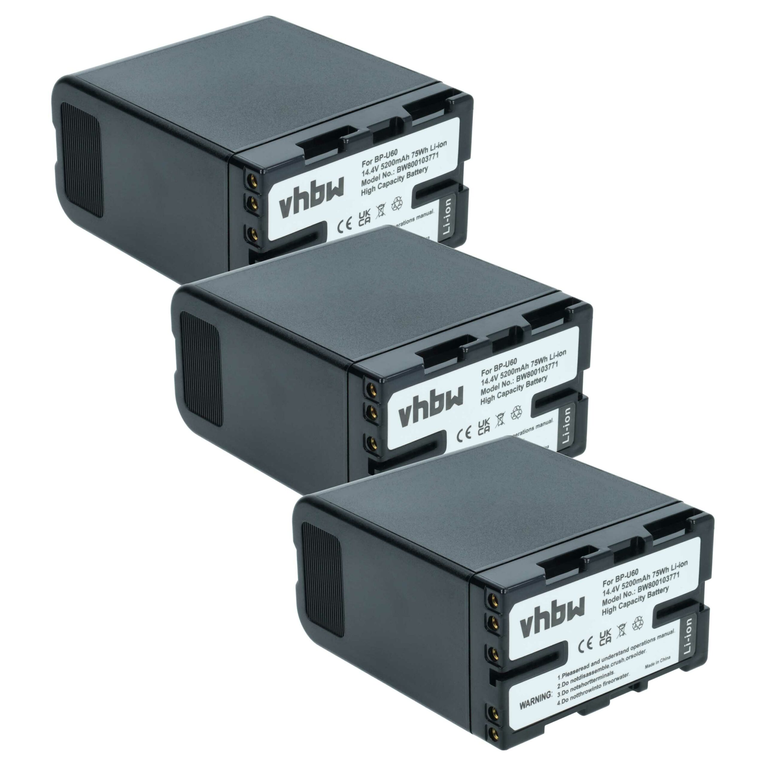 Bateria vhbw para câmara Sony BP-U60, BP-U95, BP-U30, BP-U90 - 5200 mAh 14.8 V (3x)