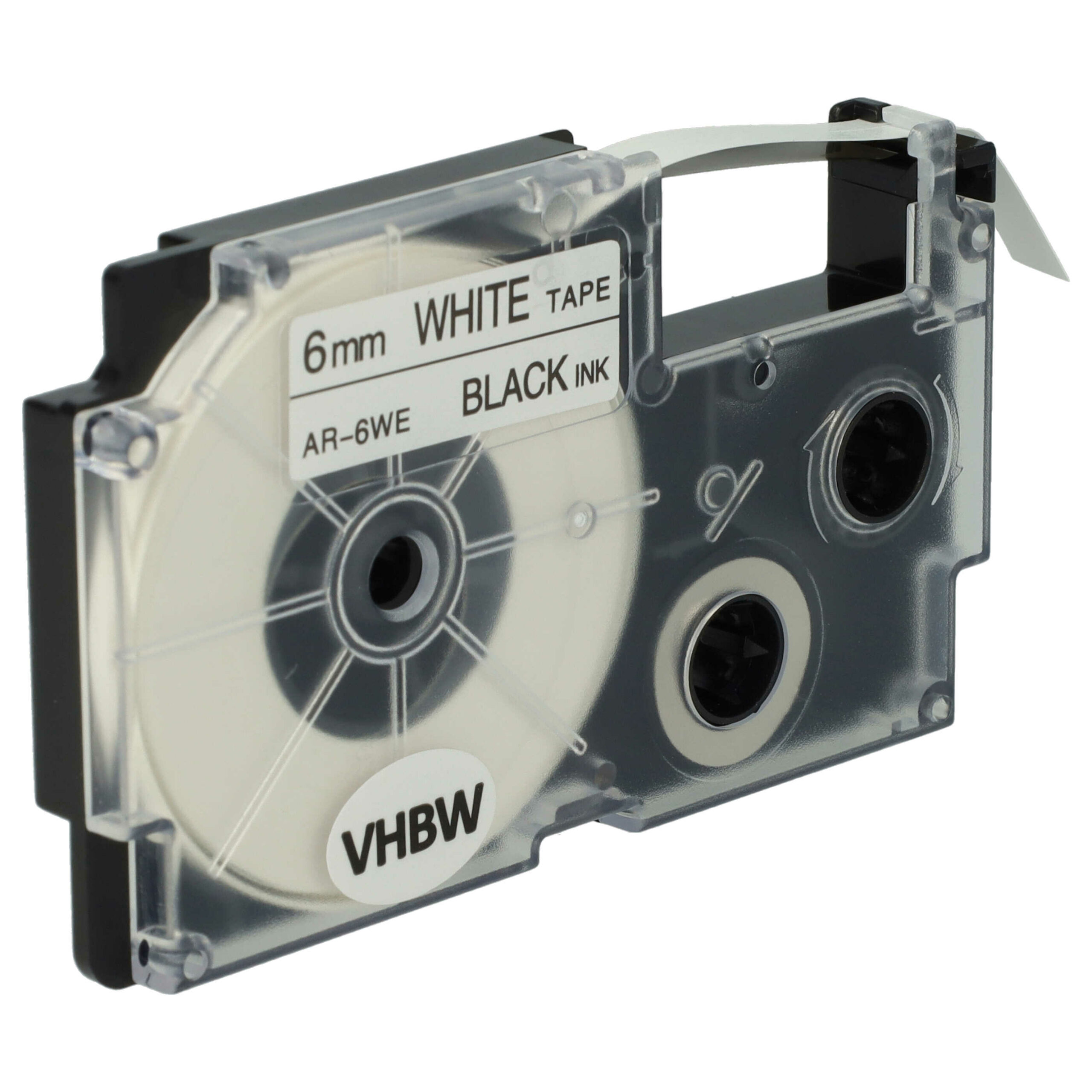 2x Fita de Etiquetas vhbw para Casio XR-6WE, XR-6WE1 - 6 mm Preto sobre Branco - Image 3