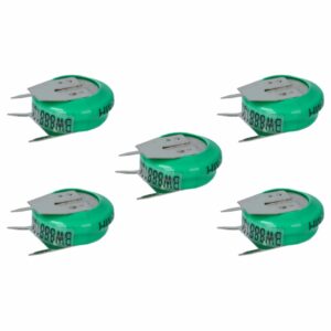 5x Pilhas Botão NiMH vhbw V80H 3 Pinos para Lâmpadas Solares e Modelismo - 80 mAh 1,2 V