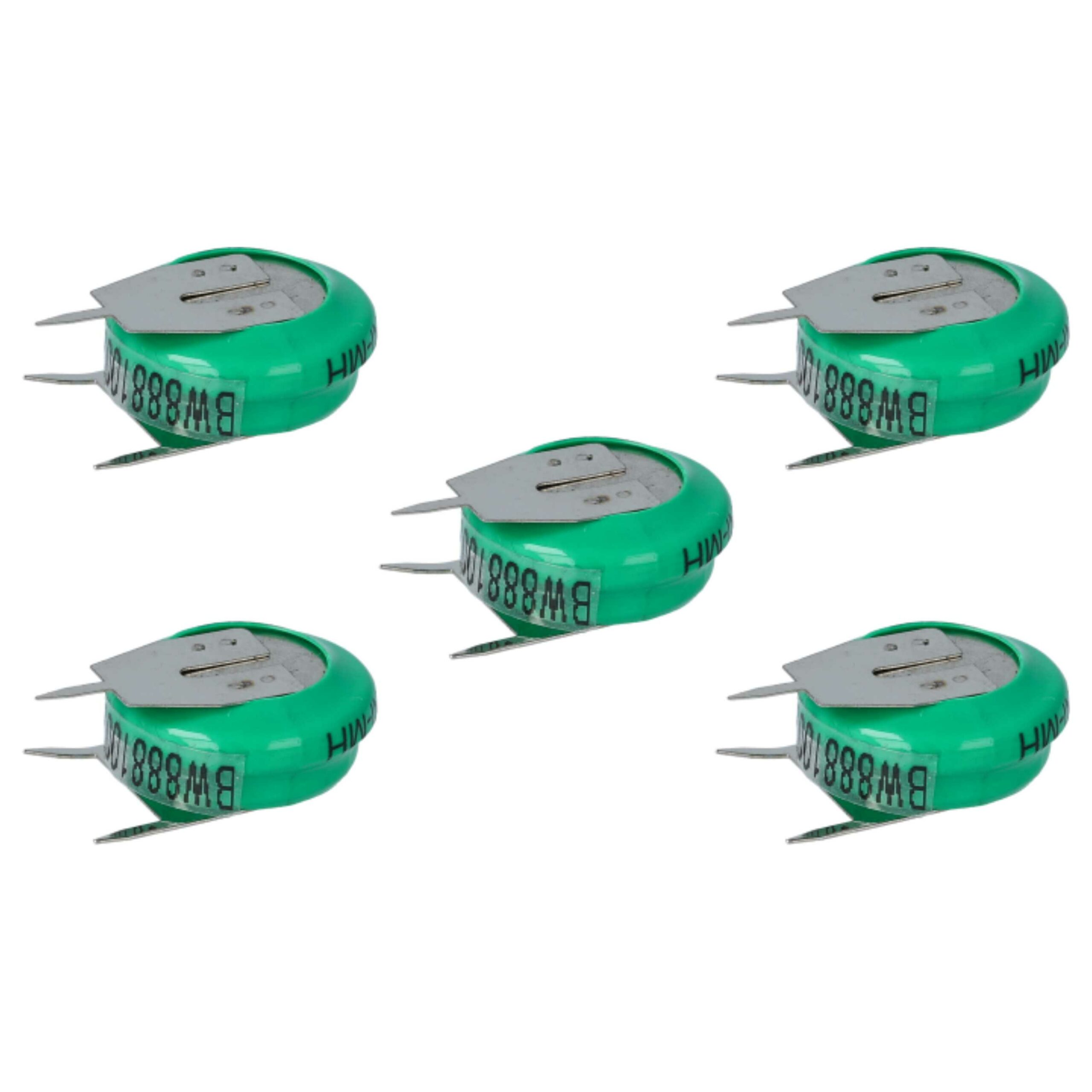 5x Pilhas Botão NiMH vhbw V80H 3 Pinos para Lâmpadas Solares e Modelismo - 80 mAh 1,2 V