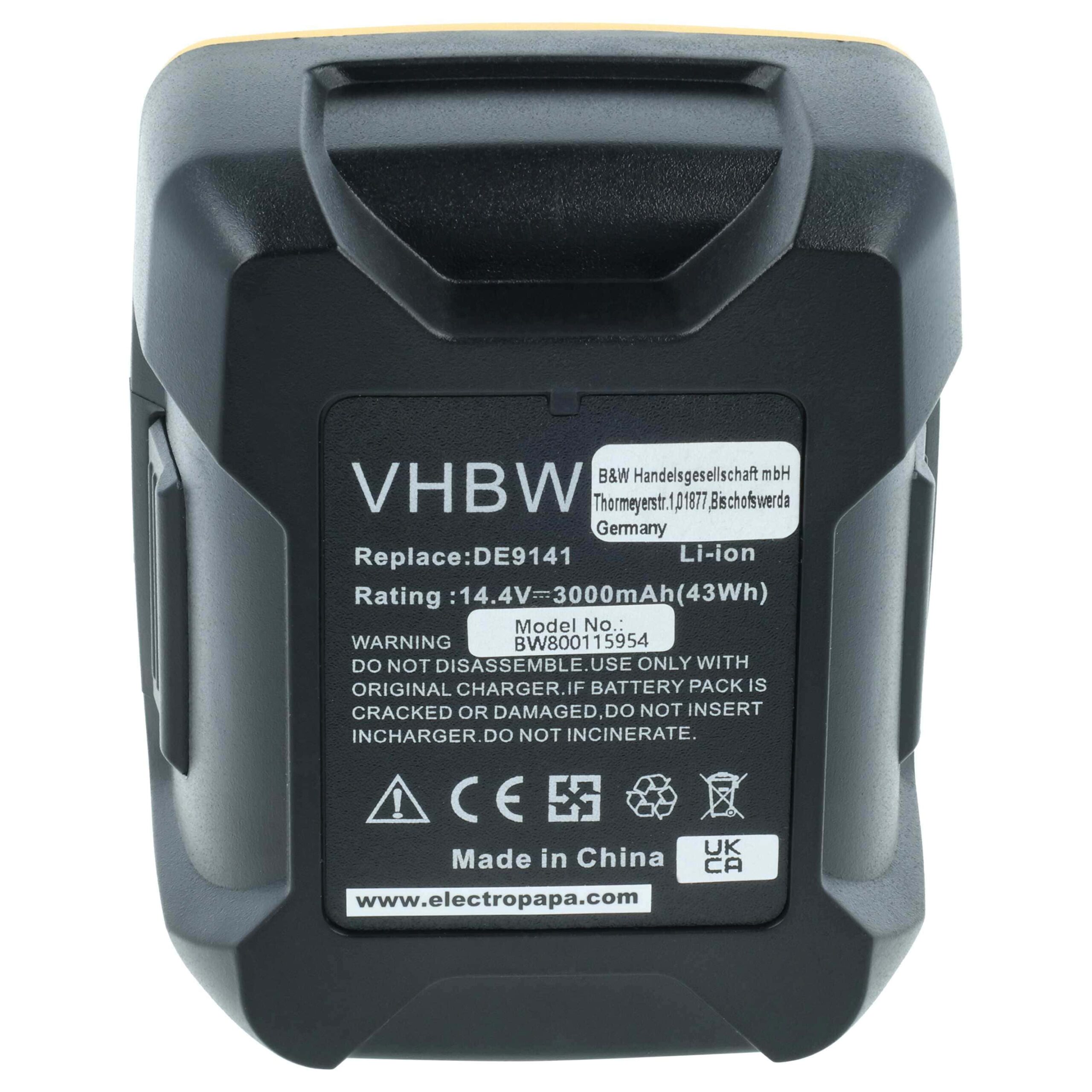 Bateria vhbw para Dewalt DE9141 Ferramenta Elétrica - 3000 mAh, 14.4 V, Li-Ion - Image 3