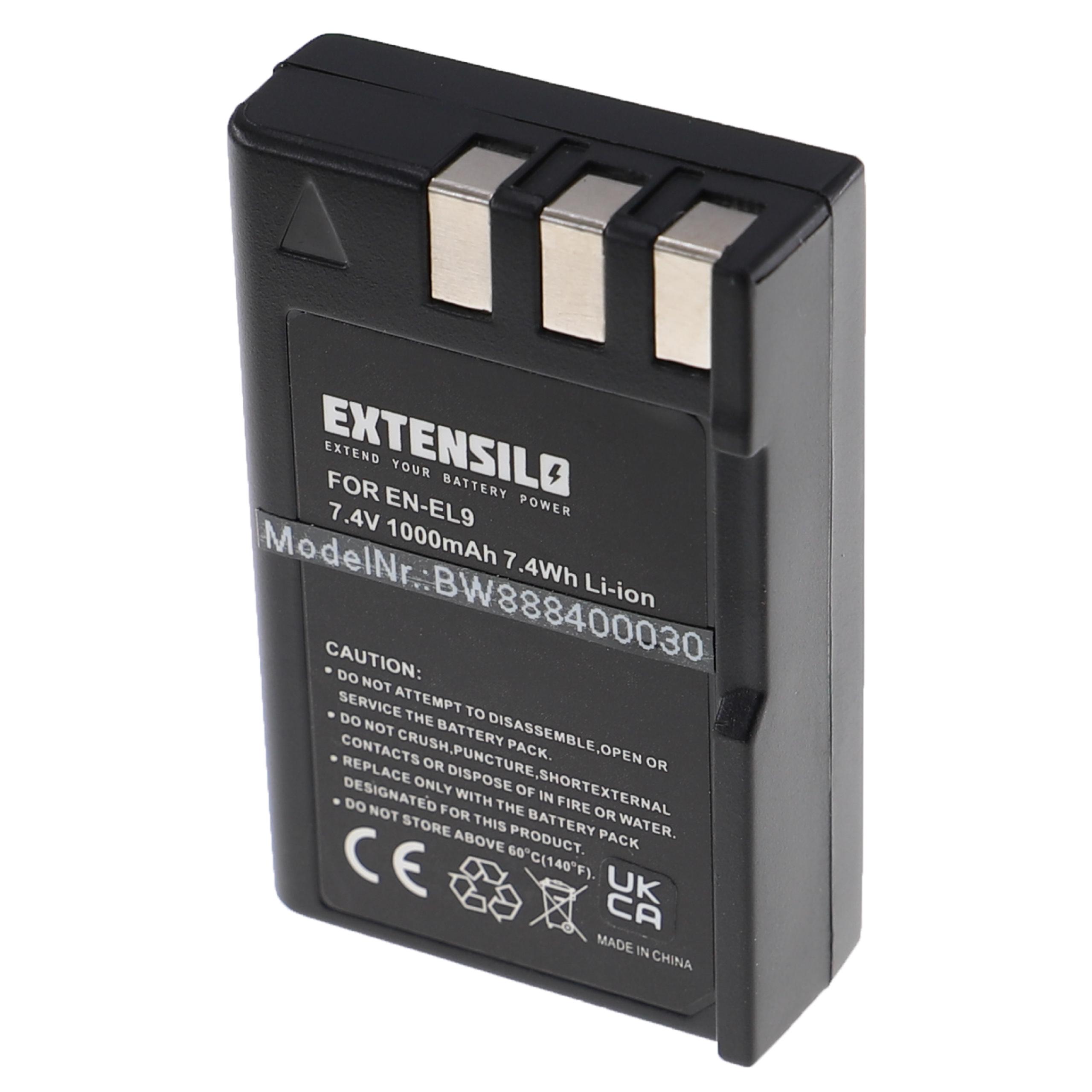 2x Bateria Extensilo para Nikon EN-EL9E, EN-EL9 - 1000mAh, 7.4V - Image 3