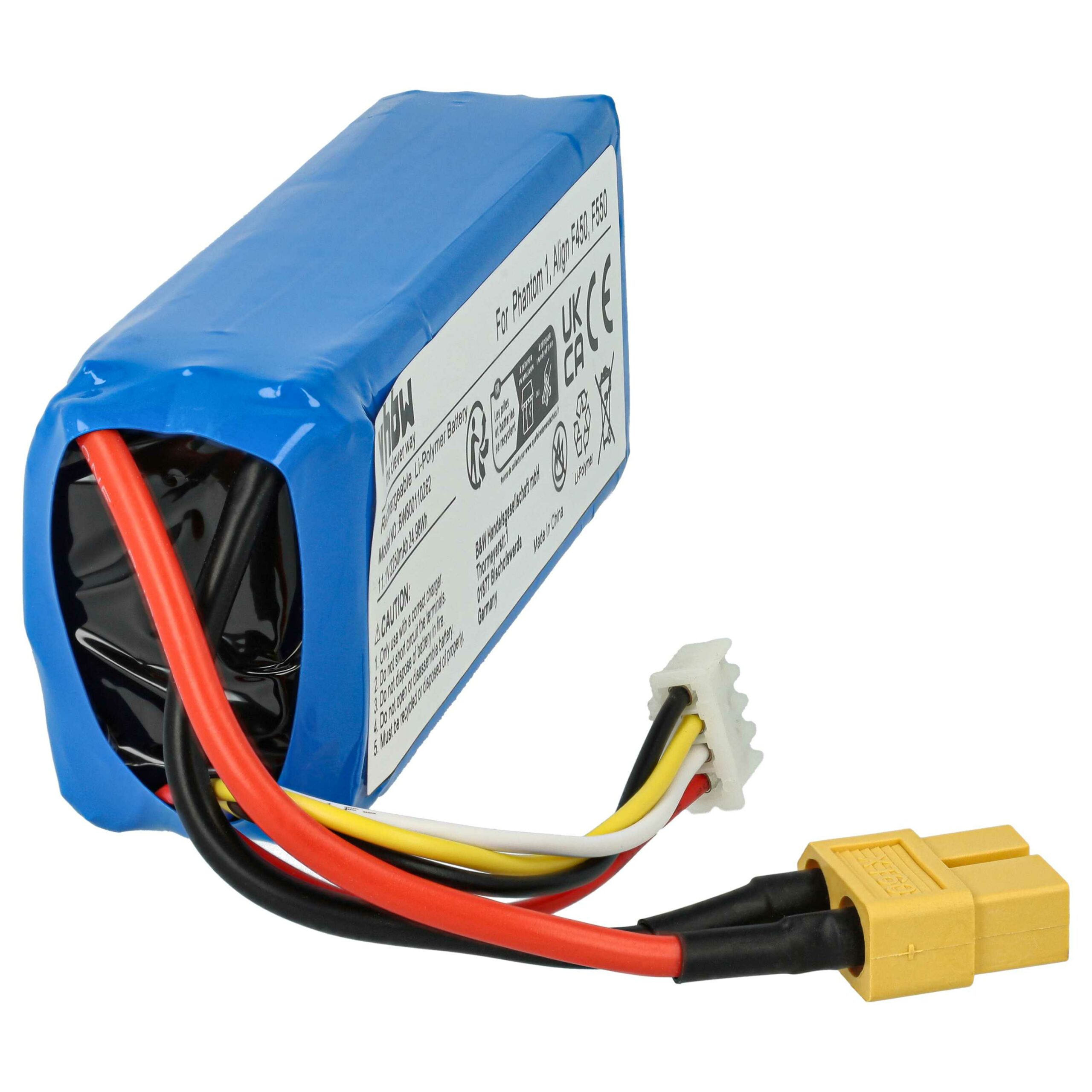 Bateria para Drone DJI Phantom 1 / Walkera Runner 250 - vhbw 2250 mAh 11.1 V (2x Baterias) - Image 4