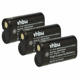 3x Bateria vhbw para Kodak Klic-8000 / Ricoh Caplio - 1200mAh, 3.6V