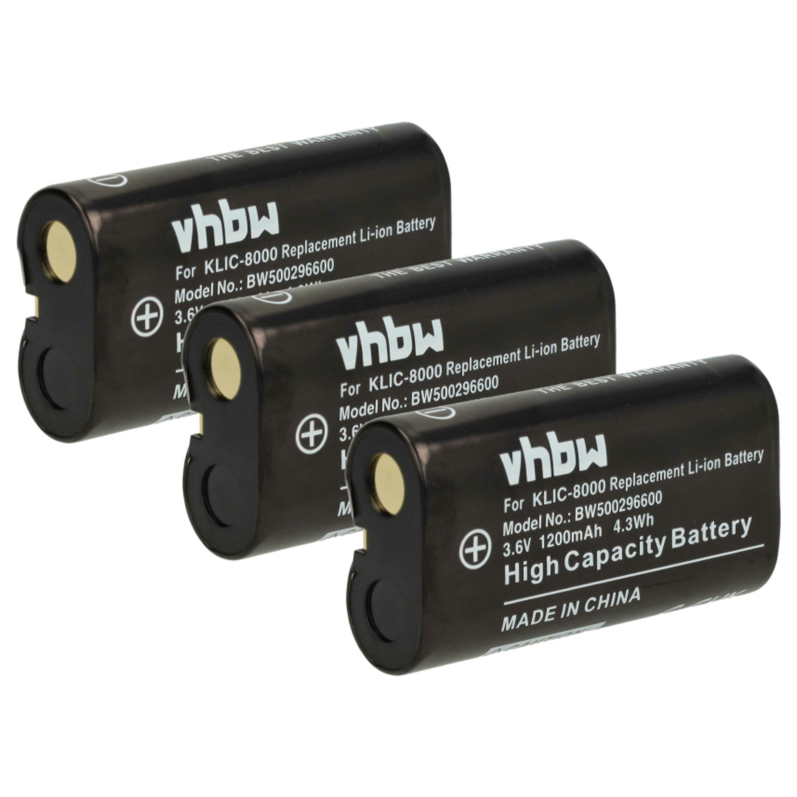 3x Bateria vhbw para Kodak Klic-8000 / Ricoh Caplio - 1200mAh, 3.6V