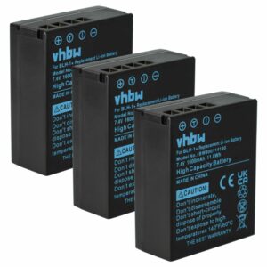 3x Bateria vhbw substitui Olympus BLH-1 - 1600mAh, 7.4V, Li-Ion