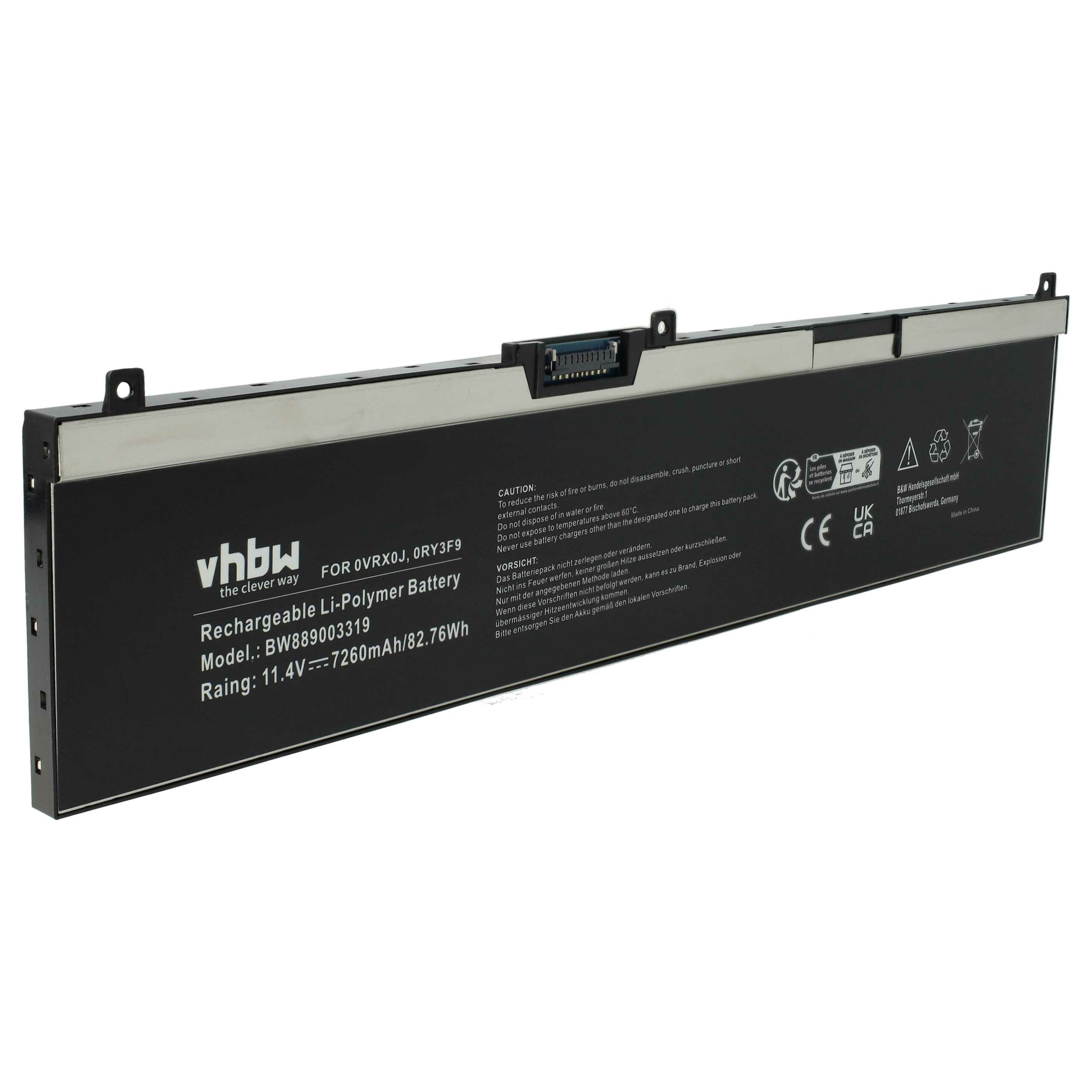Bateria para Portátil vhbw para Dell Precision 7330, 7530, 7730 7260 mAh 11.4 V Li-polímero