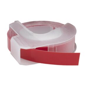 5x Fita de Relevo 3D vhbw substitui Dymo 520102 - 9 mm Branco sobre Vermelho