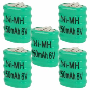 5x Bateria Pilha Botão vhbw 5/V150H 3 Pinos para Modelismo e Lâmpadas Solares - 150 mAh 6 V NiMH