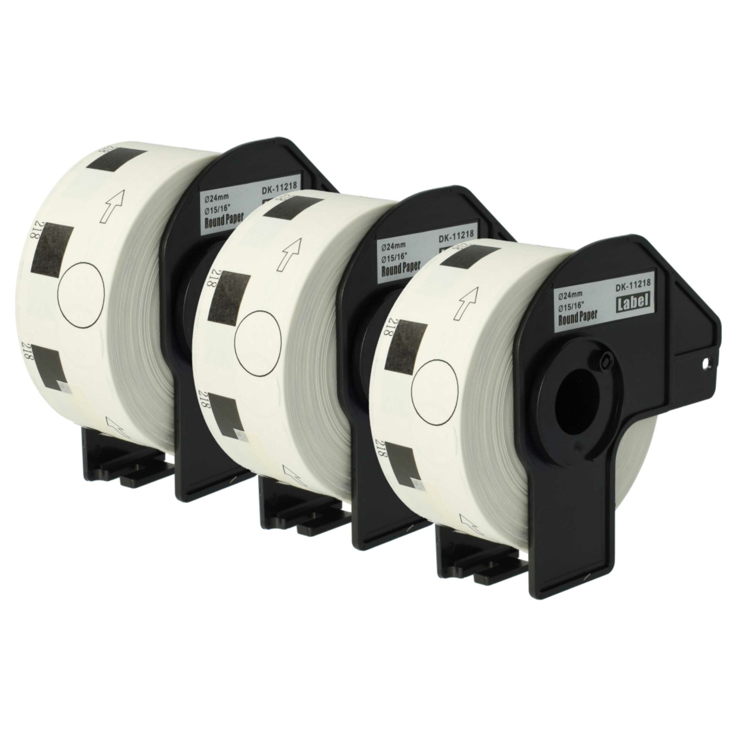 3x Rolo de Etiquetas vhbw para Brother DK-11218 - Premium 24 mm com Suporte