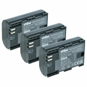 3x Baterias vhbw para Canon LP-E6N (1300mAh, 7.2V, Li-Ion, com Info Chip)