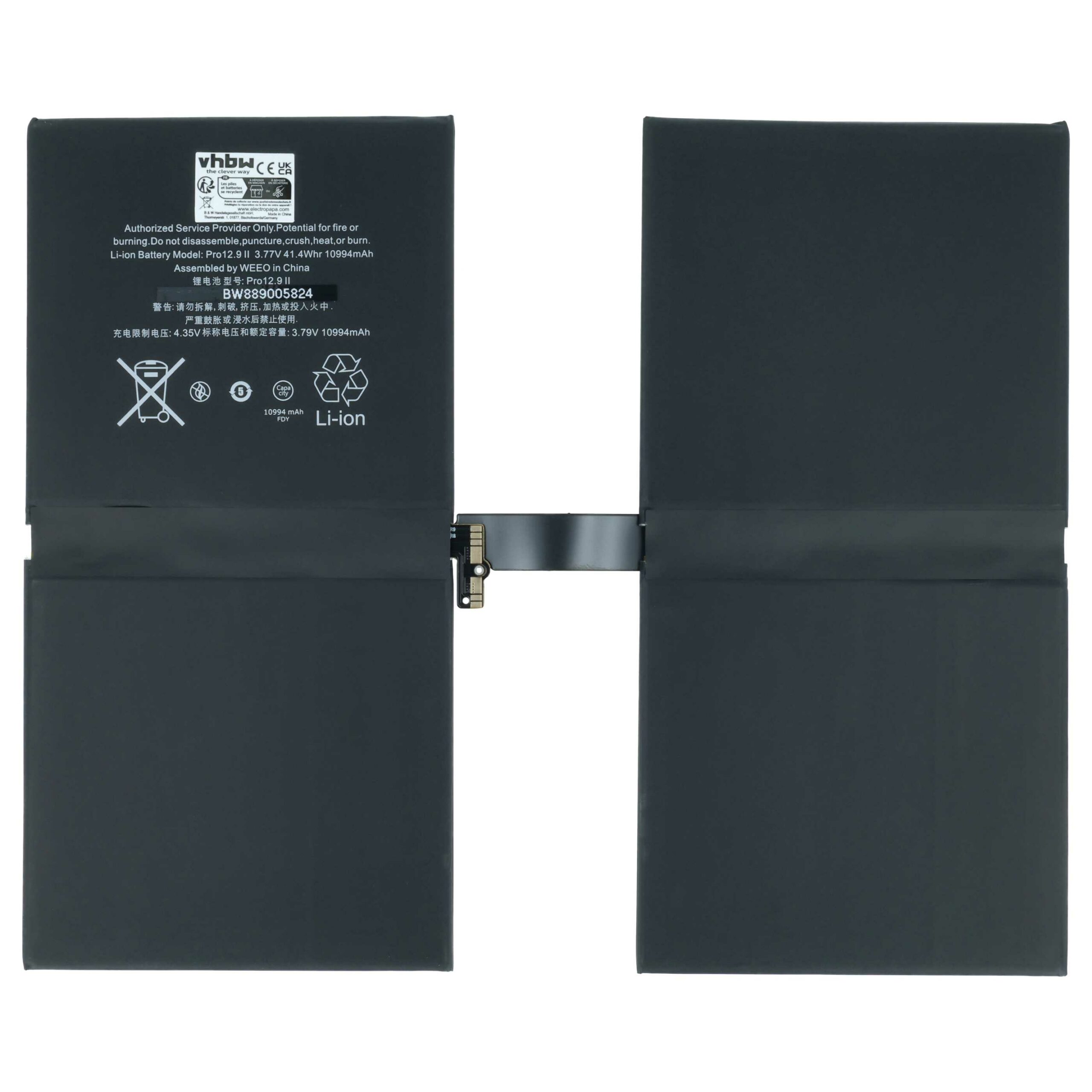 Bateria de Tablet vhbw para Apple iPad Pro 12.9 (2.ª Ger) - 10994 mAh 3.77 V - Image 3