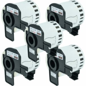5x Rolo de Etiquetas vhbw substitui Brother DK-22251 - 62 mm x 15,24 m + Suporte
