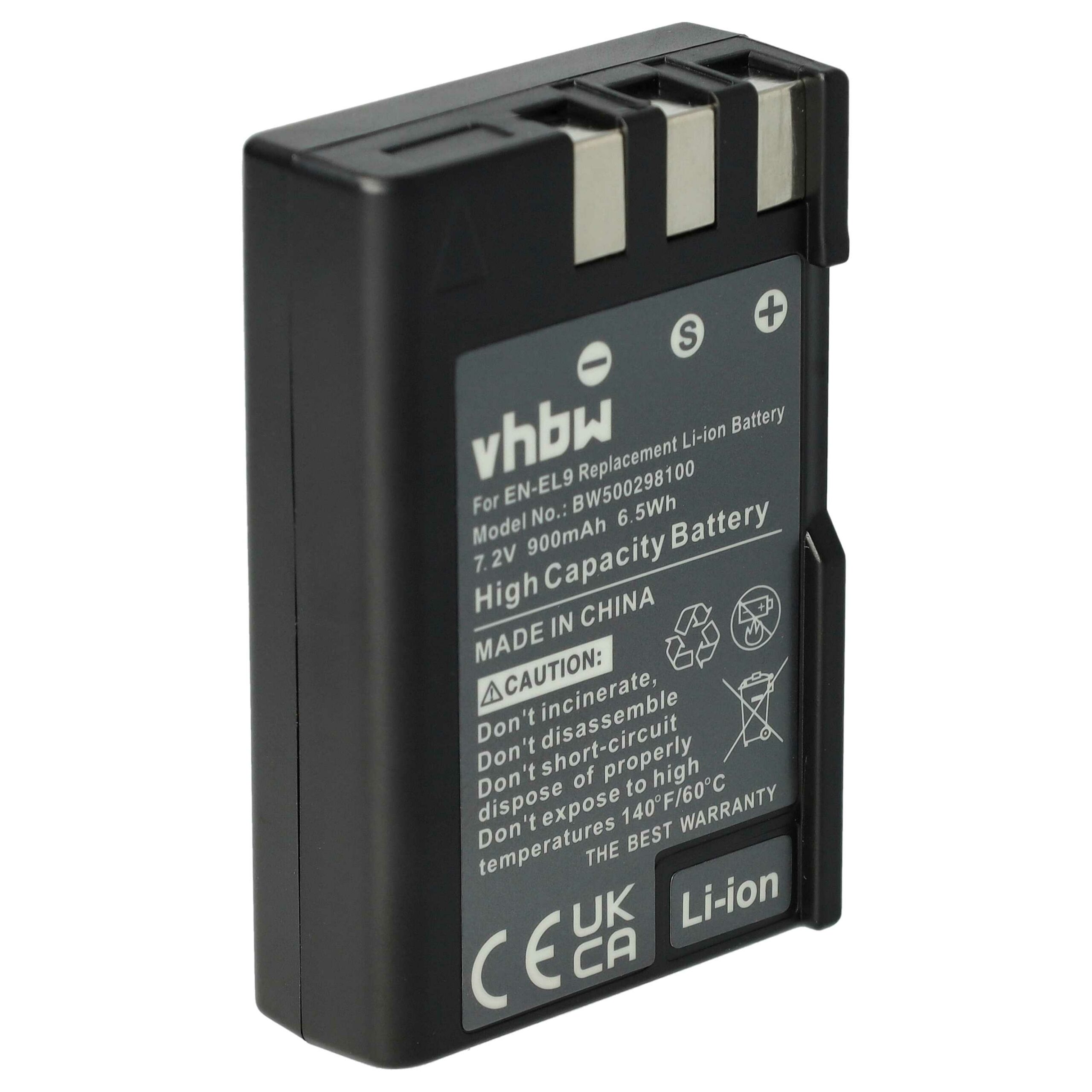 Bateria vhbw para Nikon EN-EL9 / EN-EL9a / EN-EL9E - 900mAh, 7.2V, Li-Ion - Image 3