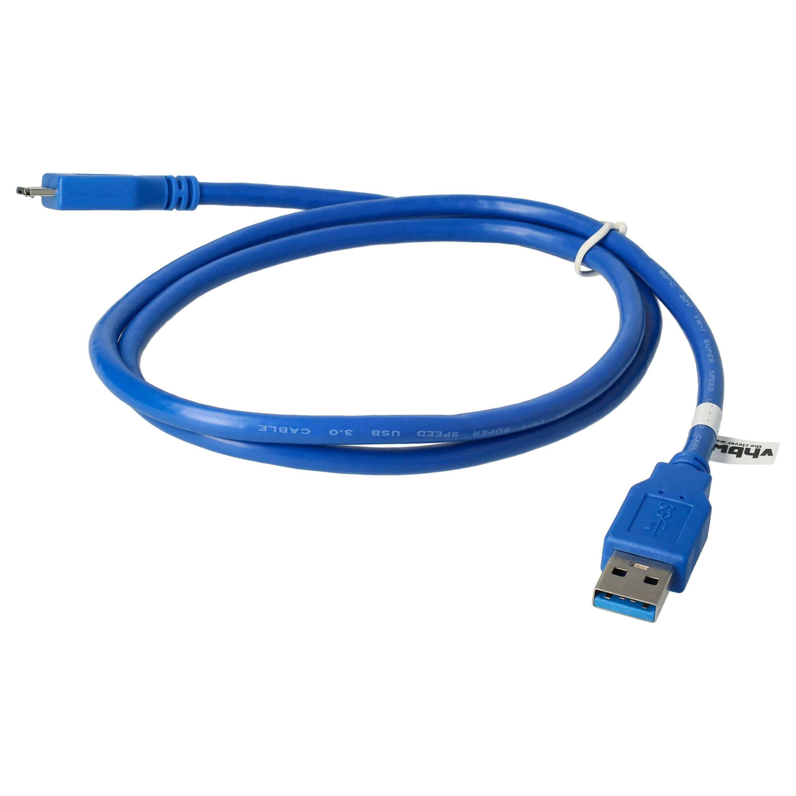 Cabo USB vhbw Micro-USB 3.0 Tipo A para Buffalo HD-AVSU3 - Azul, 1 m