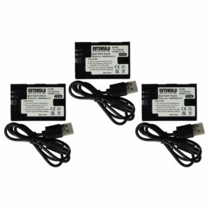 3x Baterias EXTENSILO para Canon LP-E6 - 2250mAh, 7.4V, com Porta USB-C